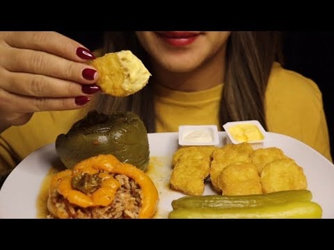 ASMR CHICKEN NUGGETS DOLMA PICKLES MUKBANG no talking CREMA ASMR #asmr #mukbang #chickennuggets
