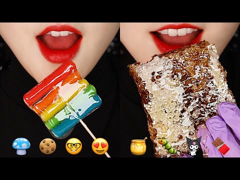 HONEYCOMB ASMR TANGHULU ASMR ROASTED JELLY MUKBANG ASMR EMOJI FOOD ASMR 🍯