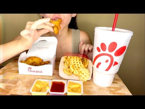 ASMR Chick-Fil-A (CHICKEN STRIPS) ( No TALKING) (Eating Sounds)