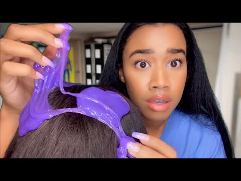 ASMR School Nurse Helps You Get Slime Out Of Your Hair P4 🙆🏽‍♀️😳 School Nurse Role-play