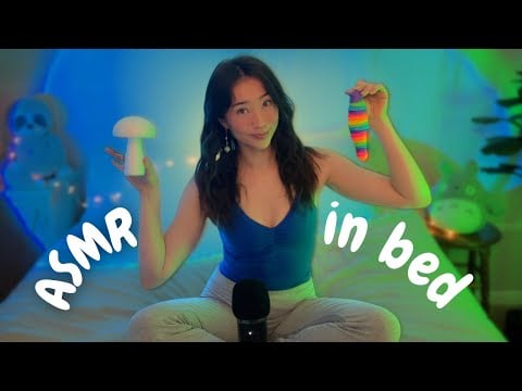 ASMR in Bed 🛌 (collarbone tapping, mushroom tapping, rainbow slug, rambling)