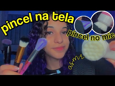 asmr | sons de boca com pincel na tela e no microfone 😴