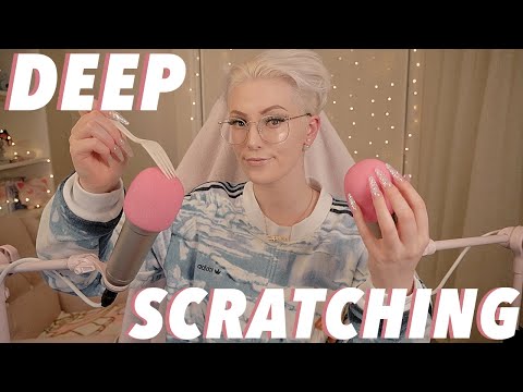 [ASMR] DEEP & SLOW Bassy Mic Scratching (Brain Massage) JP/ENG with delay