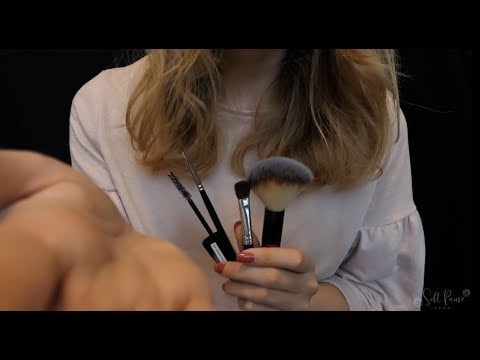 ASMR | Calming Face Brushing (with sounds) gentle whispers | Personal attention