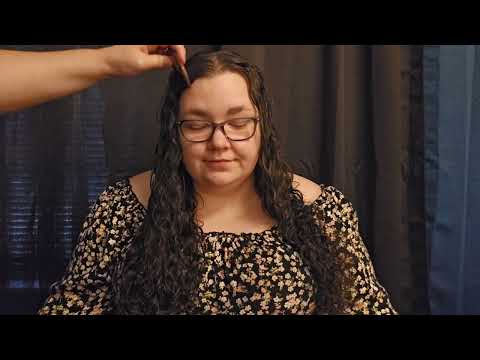 💙 ASMR Relaxing Wet Curly Hair Brushing w/ some Back Attention (No Talking) 💙