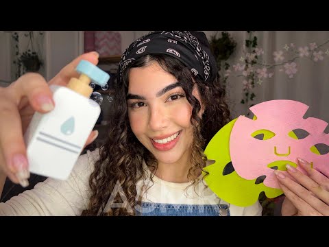ASMR: Spa Facial com Objetos de Madeira 🪵🌿 (skin care, personal attention) 