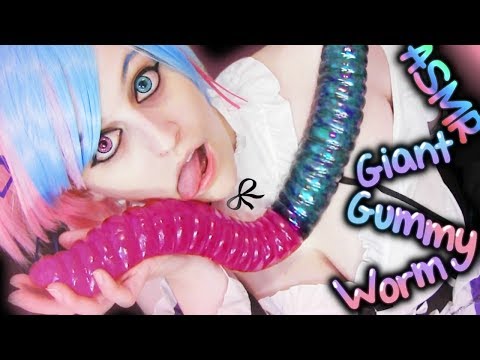 GiANT GUMMY WORM!!! 🐛 ASMR!! AHH!! HELP! 🐍 🐉 o.0 Biggest Gummy Worm, Mouth Sounds, Ear, Crinkle