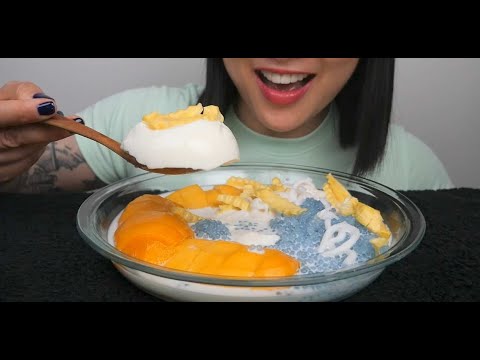 MANGO SAGO COCONUT PUDDING THAI DESSERT (ASMR EATING SOUNDS) LIGHT WHISPERS | SAS-ASMR