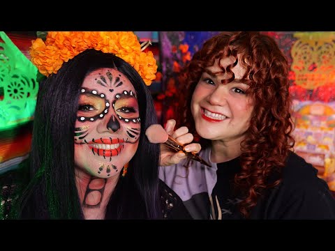 ASMR Sugar Skull Day Of The Dead MAKEUP on ME  | Catrina Dia de Muertos