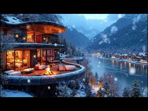 Relaxing Sounds of Snowy Winter Ambience Cozy Jazz Music Playing