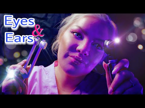 ASMR Ear and Eye Exam, Otoscope Inspection, Hearing Tests, Orbital Exam, Eye Testss