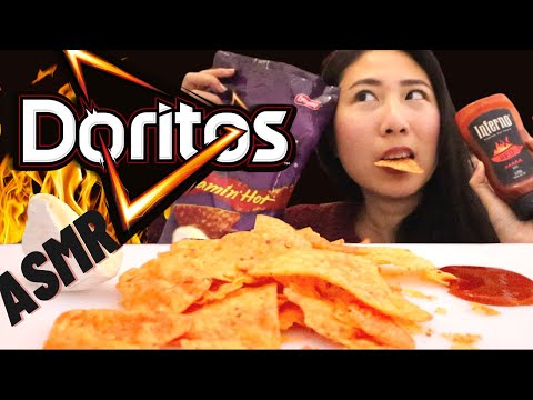 ASMR DORITOS FLAMIN' HOT + HOT SAUCE! 🌶️ 짜릿한 EXTREME CRISPY Eating sounds & Whispering ASMR HOT FOOD