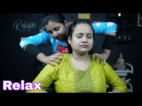 Forget Your Work Stress And Sleep Well | ASMR Shoulder And Head Massage By Indian Lady Barber