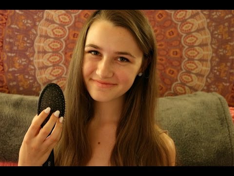 ASMR - Hair brushing, scalp massaging, whispers ♡