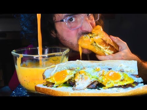 GIANT CHEESE SAUCE BREAKFAST FEAST ! * ASMR NO TALKING * | Nomnomsammieboy