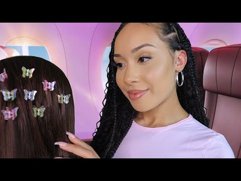 ASMR ✈️ The Lady On The Airplane Does Your Hair / Hairstyling + Scalp Massage Roleplay