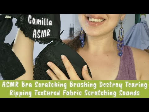 ASMR Bra Scratching Brushing Tapping Destroy Tearing Ripping Textured Fabric Scratching Sounds