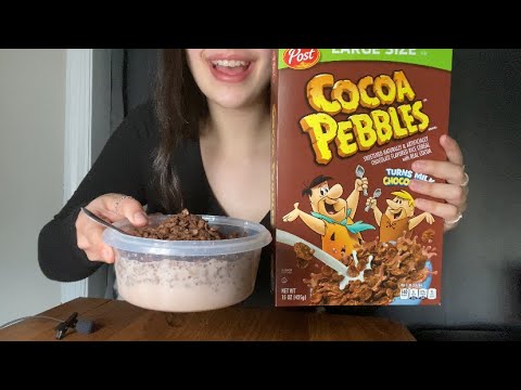 COCOA PEBBLES CEREAL ASMR *BIG BITES*SOOTHING SOUNDS*