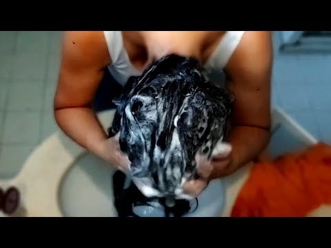 ASMR - hair wash in the sink - scalp massage - hair dryer - brushing my hair - morning routine 