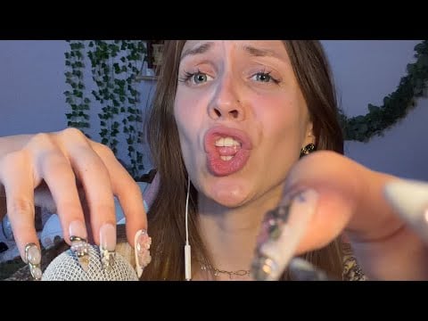 ASMR mouth sounds, visuals, long nails scratching, random fast and slow paste, aggressive, yapping