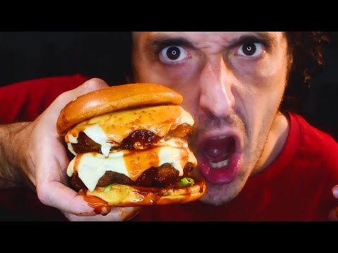 2X NUCLEAR FIRE SAUCE CHEESE BURGER * ASMR NO TALKING * | NOMNOMSAMMIEBOY