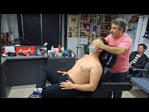 RELAXING MASSAGE WITH ASMR MÜNÜR ÖNKAN. BACK AND CHEST HAIR CLEANING