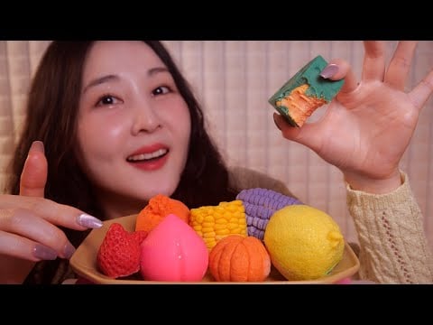 점토 아님!🍦🍑 직접 만든 쫀득한 코코넛 아이스크림 Eating Sounds ASMR