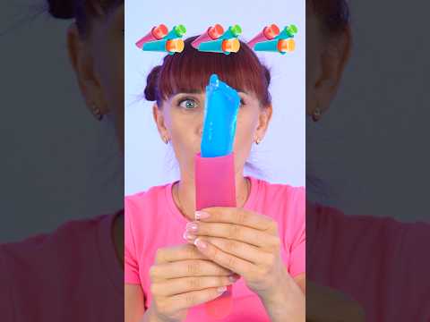 ASMR Eating Frozen Colored Juice Ice Cream #shorts