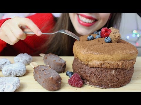 ASMR GOOEY JIGGLY CHOCOLATE CAKE + Mochi + Magnum (Extreme Eating Sounds) No Talking