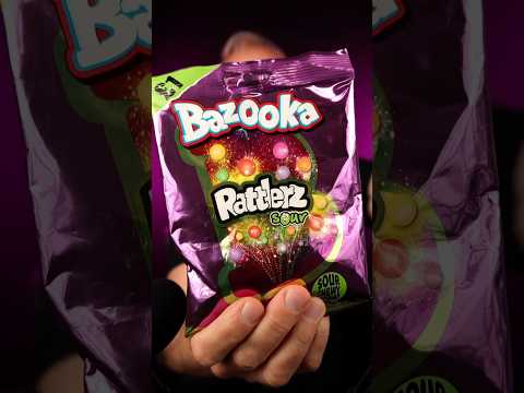 Trying weird candy ASMR: Bazooka Rattlerz Sour Chewy Candy #asmrcandy #candyasmr
