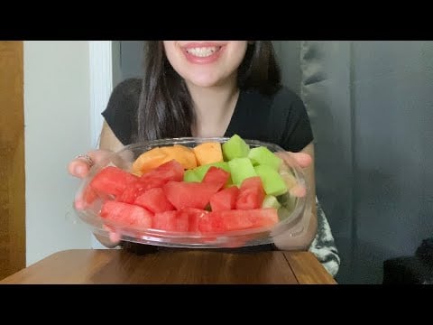 MELON FRUIT PLATTER ASMR *OPEN MOUTH CHEWING* *JUICY EATING SOUNDS*