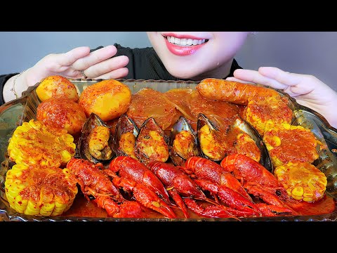 ASMR HẢI SẢN CAJUN    Cajun sauce served with round vermicelli EATING SOUNDS LINH ASMR