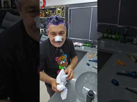 asmr beard cutting Skin care Hair wash with colored shampoo