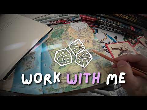 Study With Me - 1 Hour of D&D Prep | ASMR Page Turning, Writing & Cards (No Talking After Intro)