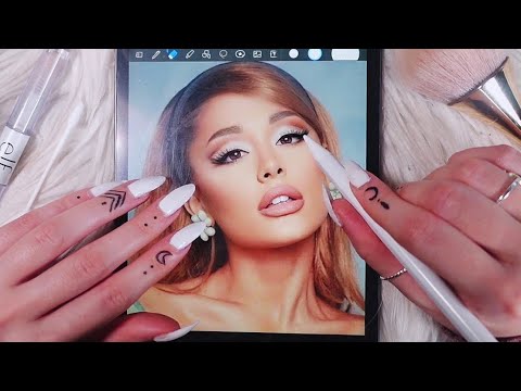 ASMR FAKE MAKEUP ON ARIANA GRANDE (brushing, iPad makeup, eyelash combing) to help you relax