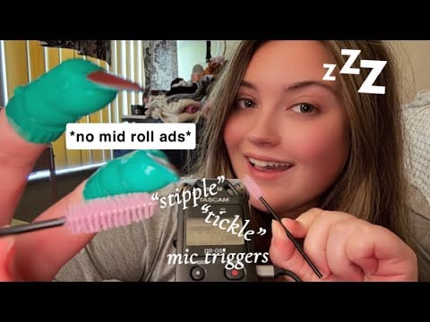 tascam ASMR tickling & stippling you, word rep/mouth sounds, mic triggers *no mid roll ads*