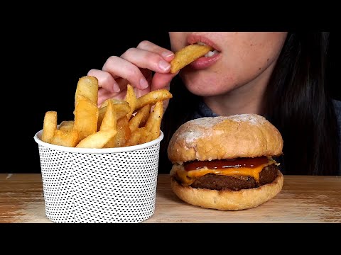 ASMR: Grill'd Vegan Cheeseburger & Fries (No Talking)