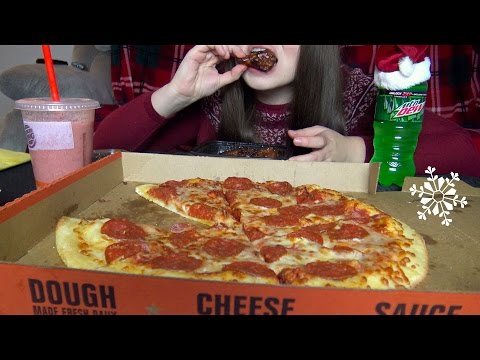 ASMR Pepperoni Pizza, BBQ Chicken Wings + Oreo Cheesecake