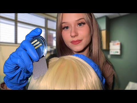 ASMR | School Nurse Lice Check & Scalp Treatment (Soft Spoken)