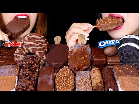 ASMR CHOCOLATE ICE CREAM BARS, OREO ICE CREAM SANDWICH, CARAMEL ICE CREAM, KINDER, MARSHMALLOW PIE먹방