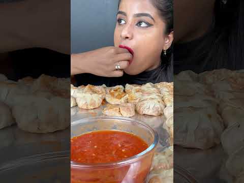 Eating 100 Spicy Momos Dumplings Eating challenge | Indian Street Food ASMR Eating Mukbang Video