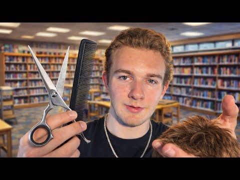 ASMR $5 Haircut in school library 