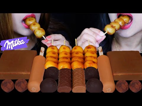 ASMR FAVORITE DESSERTS (MILKA CHOCOLATE CAKE, DANGO, KLONDIKE BAR, ICE CREAM BON BON, MARSHMALLOW 먹방