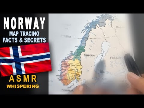 ASMR: Tracing NORWAY map outline with regions | Facts and Secrets | ASMR relaxing whisper words