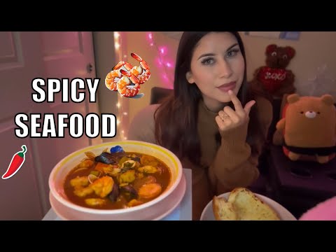 SPICY Seafood Soup MUKBANG 🦐🔥