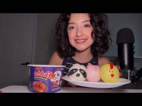 ASMR | Buldak and Steamed buns 🐼🐥🐷