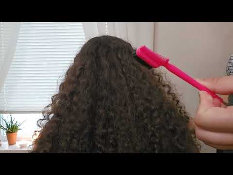 ☀️ ASMR Curly Hair & Back Attention w/ Scalp Massage, Jade Comb + Hair Pins (No Talking) ☀️