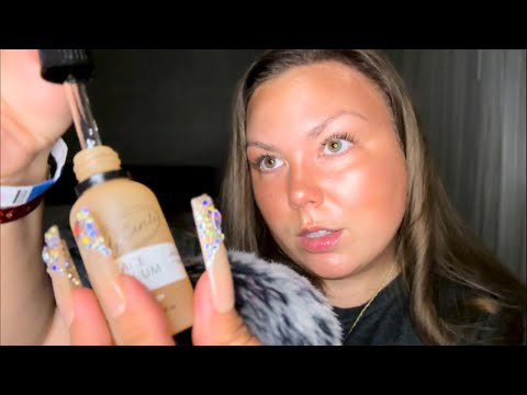 asmr/ my skincare routine🧼✨ *XXL NAILS* (show + tell)