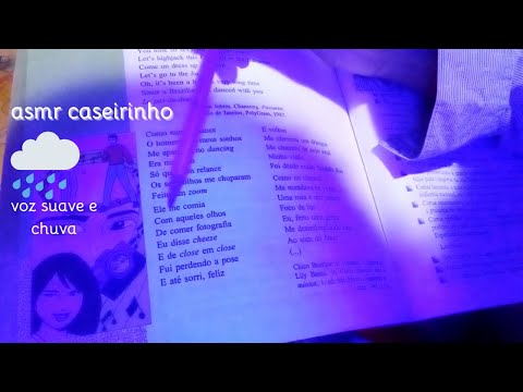 ASMR lendo e folheando livro com o som da chuva no telhado 📖🏠🌧