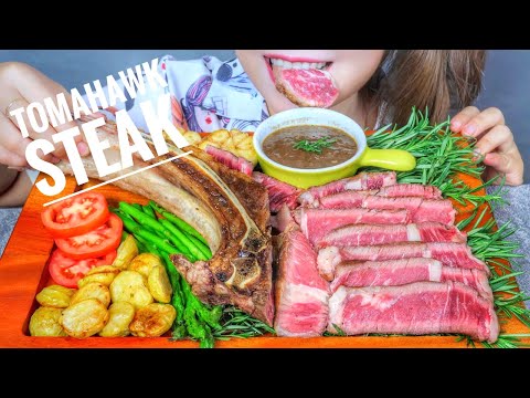 ASMR EATING BEST TOMAHAWK STEAK , EATING SOUNDS | LINH-ASMR